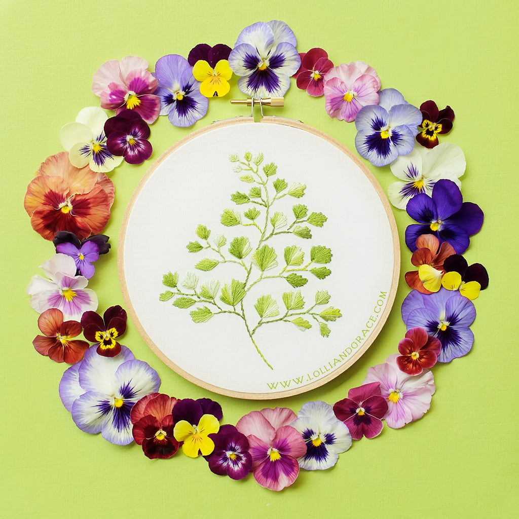 Lolli and Grace Free Maidenhair Fern Embroidery Pattern