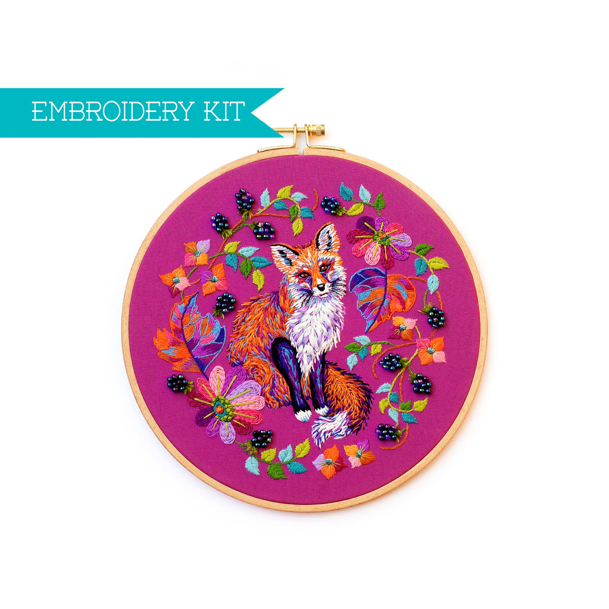Forest Fox Embroidery Supply Kit Lolli and Grace
