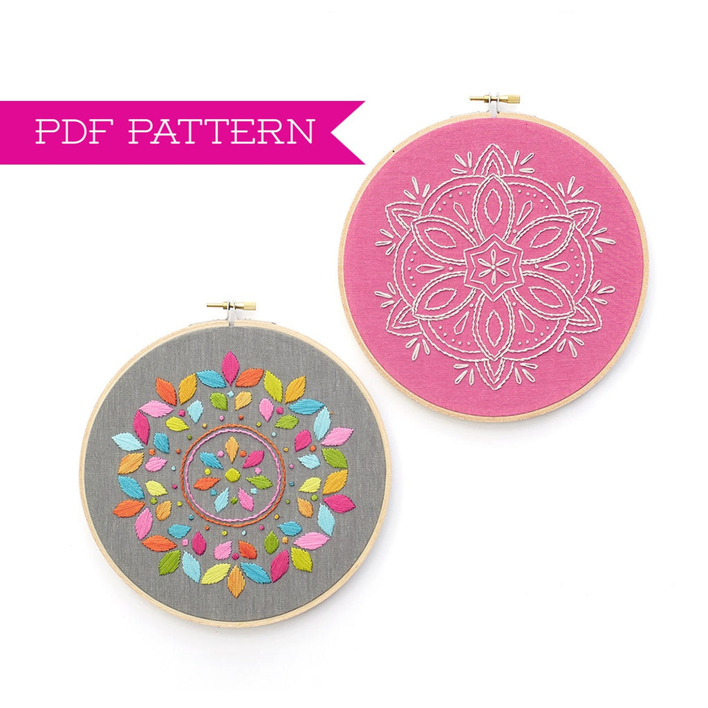 Embroidery Pattern, PDF pattern, Mandala design, Mandala embroidery, Floral embroidery, DIY Hoop Art, Embroidery tutorial, Boho Decor