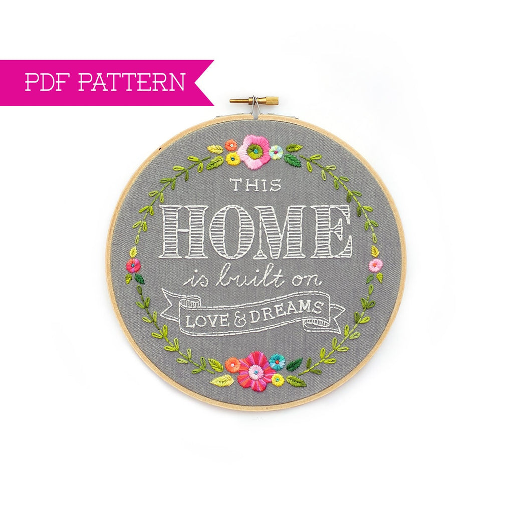 PDF Pattern, Embroidery Pattern, Housewarming Gift, Hand Embroidery, Embroidery Hoop, Home Embroidery Design, Embroidery Hoop Wall Art