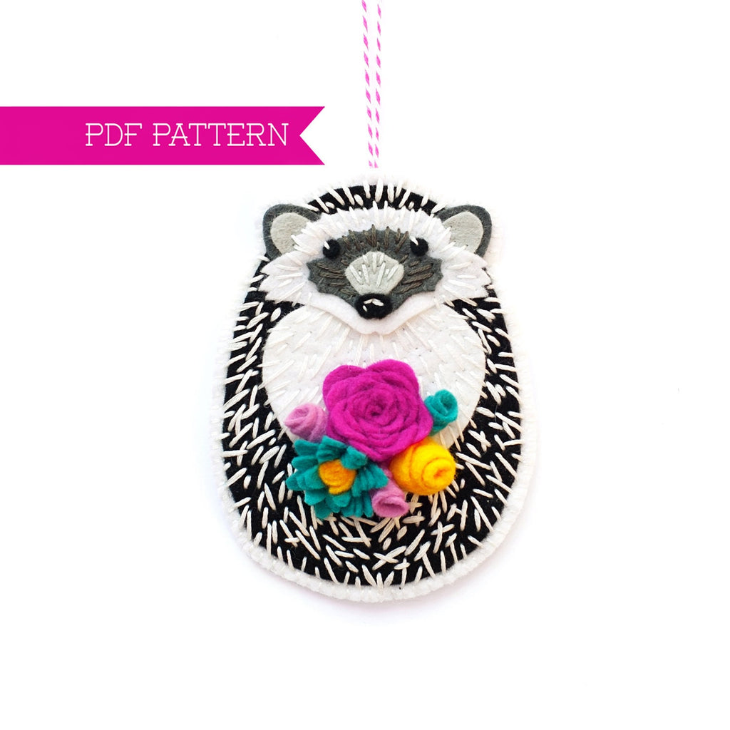PDF Pattern, Hedgehog Ornament, Christmas Ornament, Felt Pattern, Sewing Pattern, Embroidery PDF, Hedgehog Pattern, Felt Flowers, Wool felt