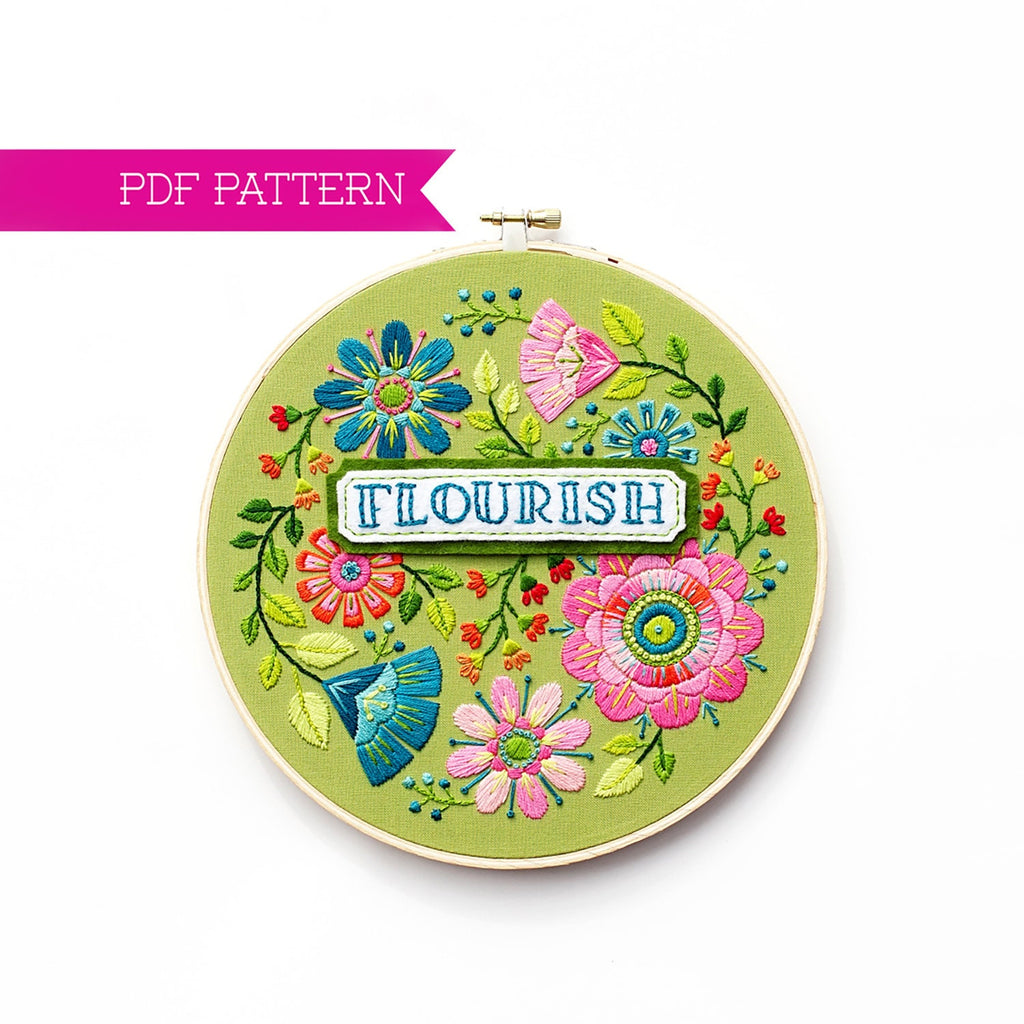 PDF Embroidery Pattern, One Meaningful Word, Flower Embroidery Pattern, Floral Embroidery Design, Flower Pattern, One Word, Felt pattern