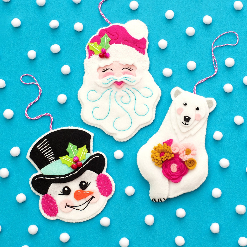 Santa Kit, Embroidery Kit, Vintage Holiday, Felt Ornament Kit, Embroidery Pattern, DIY Ornament Kit, Christmas Ornament, PDF Pattern