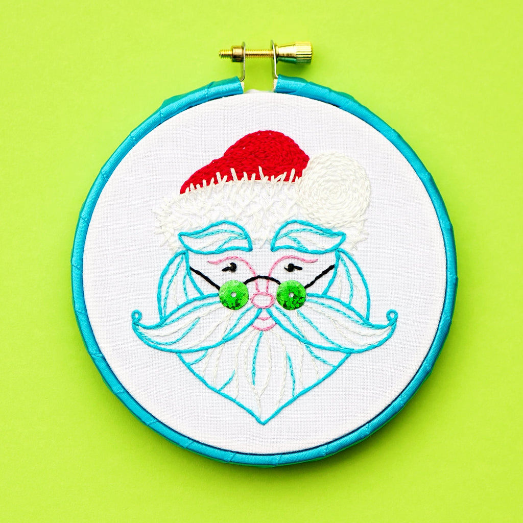 Ornament Supply Kit, Embroidery Kit Beginner, Santa Ornament, Christmas Ornament, Xmas Ornament, Christmas gift, Stitching pattern, Hoop art
