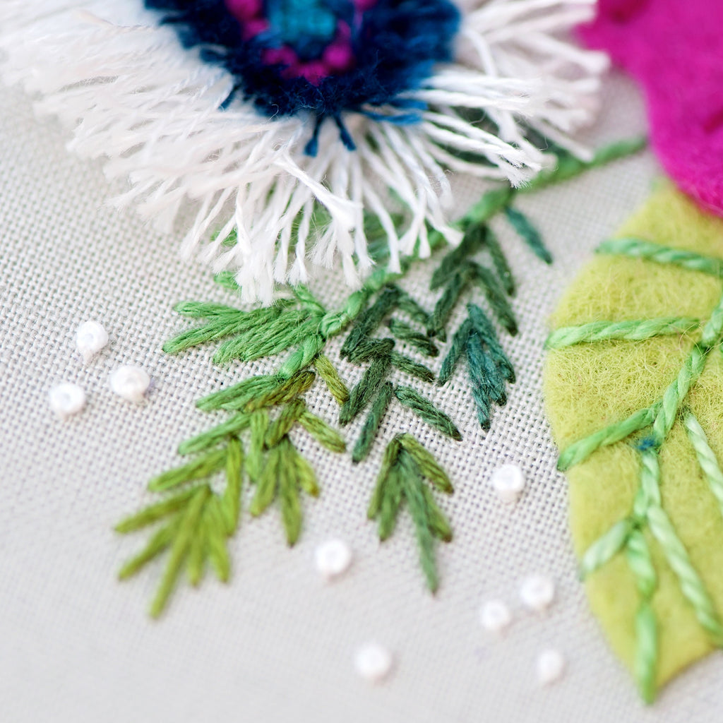Flower Embroidery Supply Kit, DIY Needlework, Floral Embroidery, Stitching DIY Kit, DIY Embroidery, Flower Hoop Art, Modern Embroidery