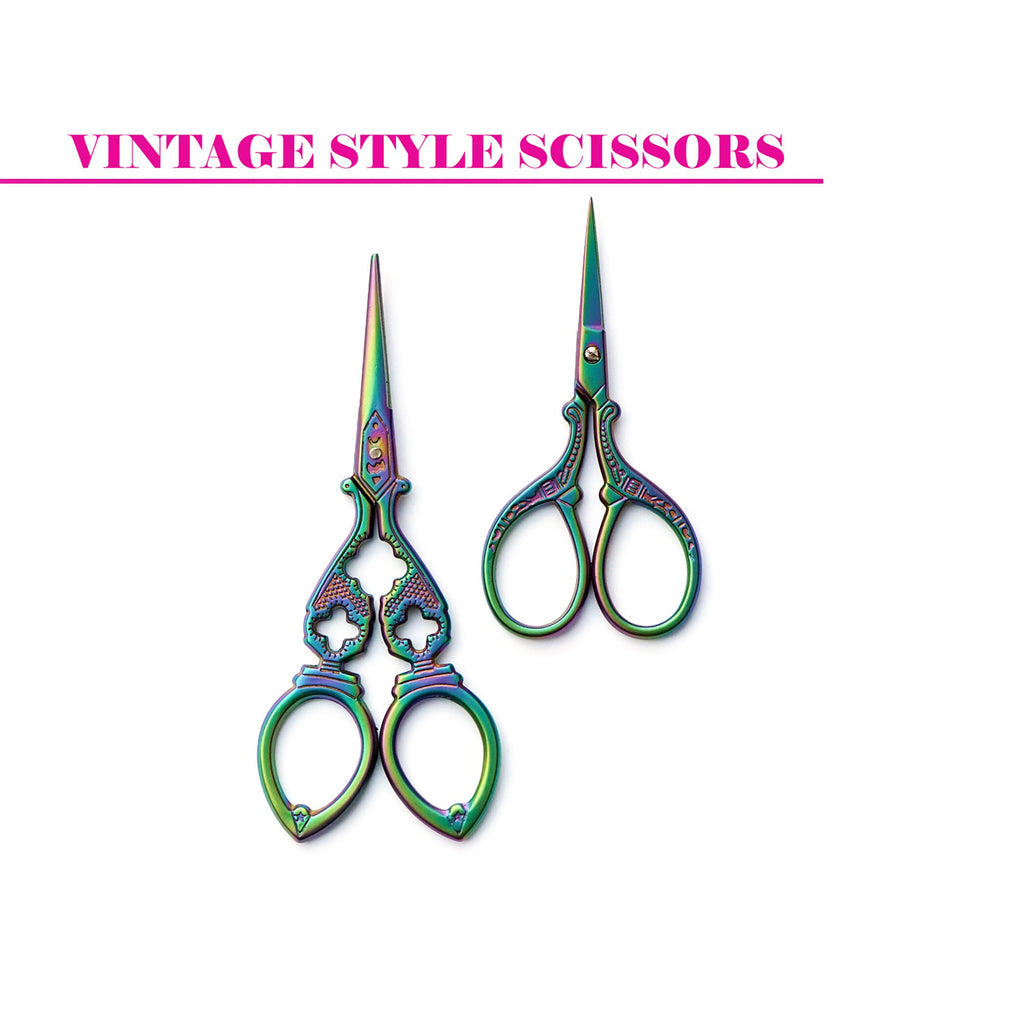 Vintage Style Embroidery Scissors, Thread snips, Small Cross Stitch Scissors, Victorian scissors, Rainbow vintage scissors, small yarn snips