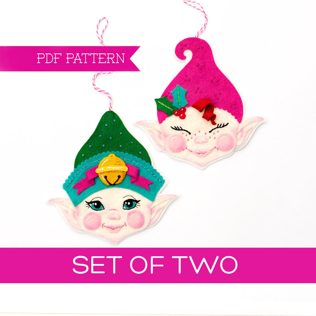 Felt PDF Pattern, Elf Ornament, DIY ornament, Felt Sewing Pattern, Christmas craft, Wool felt pattern, Christmas Elves PDF, Xmas Kit