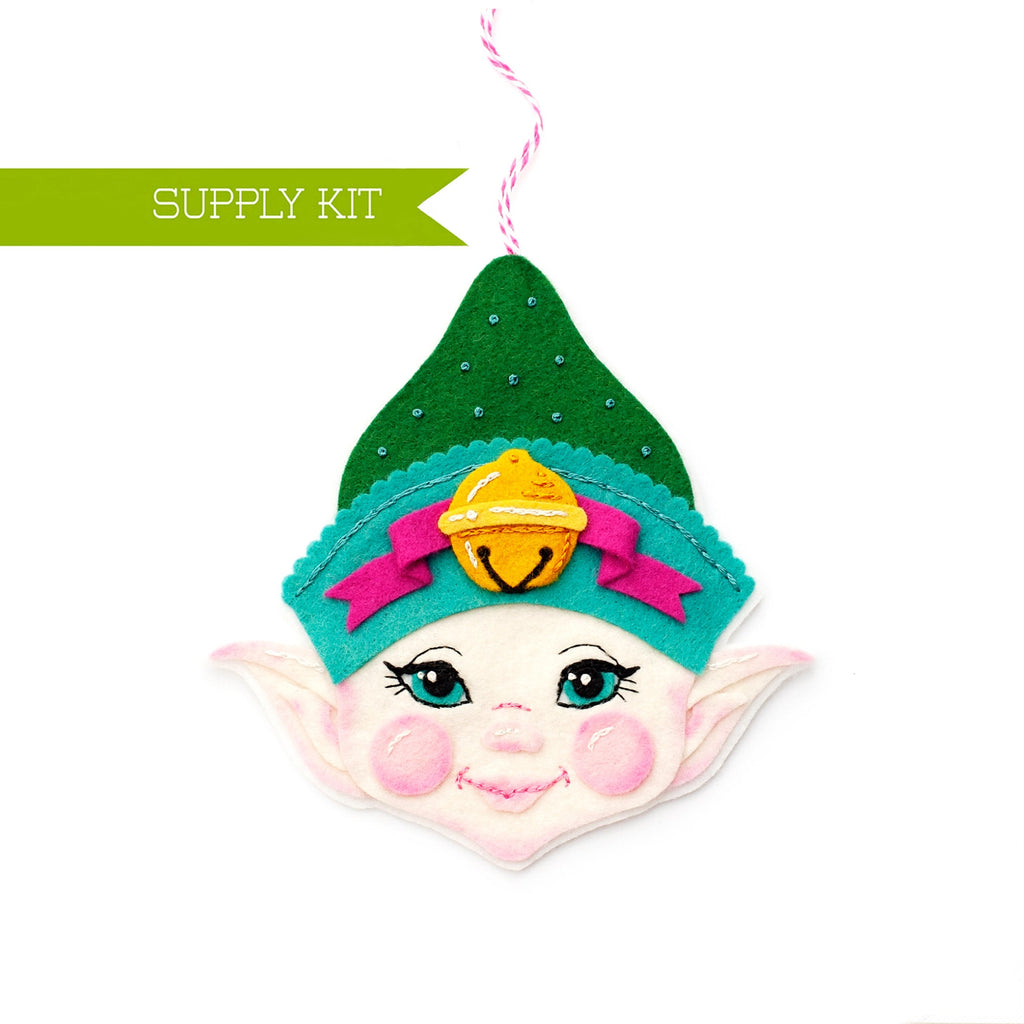 Elf Ornament Kit, DIY Craft kit, Christmas craft, Xmas supply kit, Wool Felt Ornament, Felt Sewing Pattern, Christmas Elves, Holiday Pattern