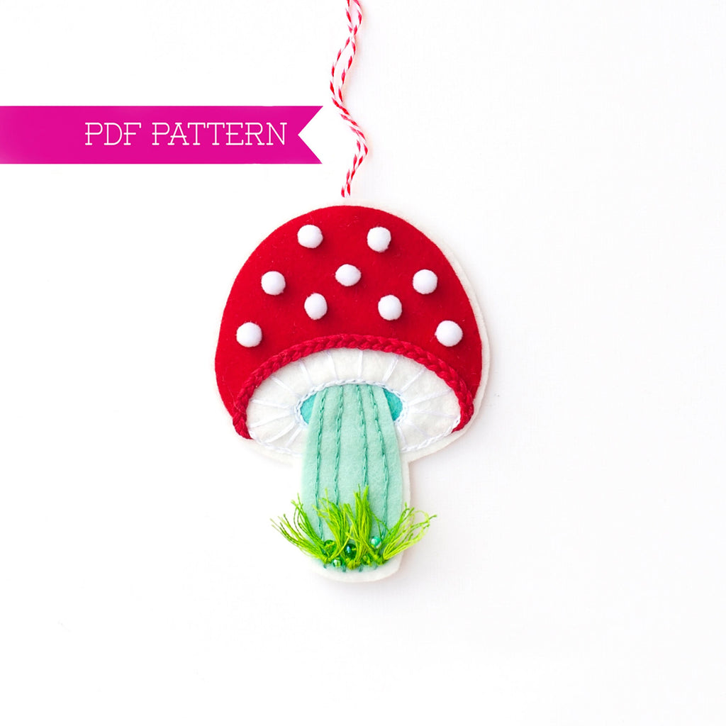 PDF Pattern, Red Mushroom Ornament, Sewing Tutorial, Fly Agaric Ornament, Wool Felt Plushie, DIY Craft, Mother's Day gift, Instant Download