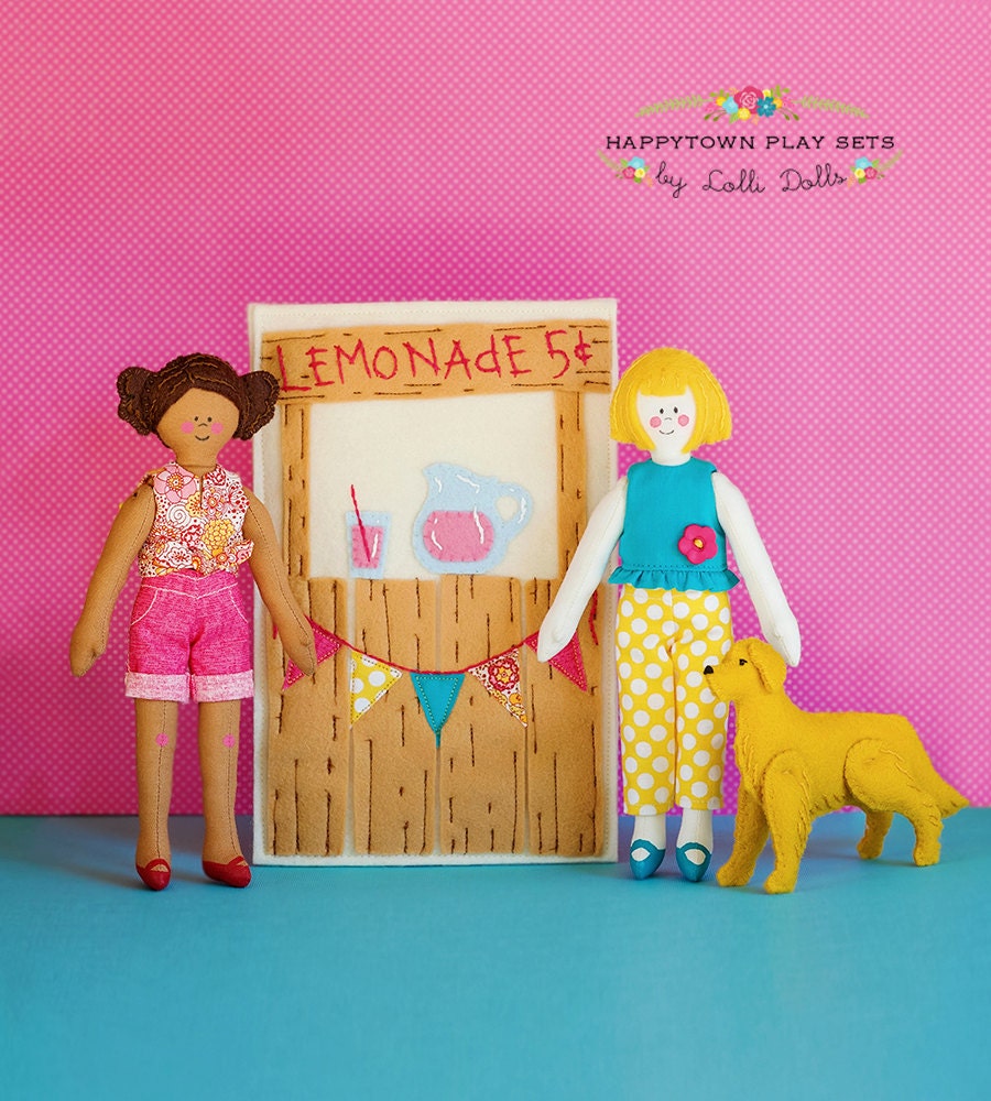 Happytown Play Set - Ruthie and Kate Have A Lemonade Stand  - PDF doll patterns