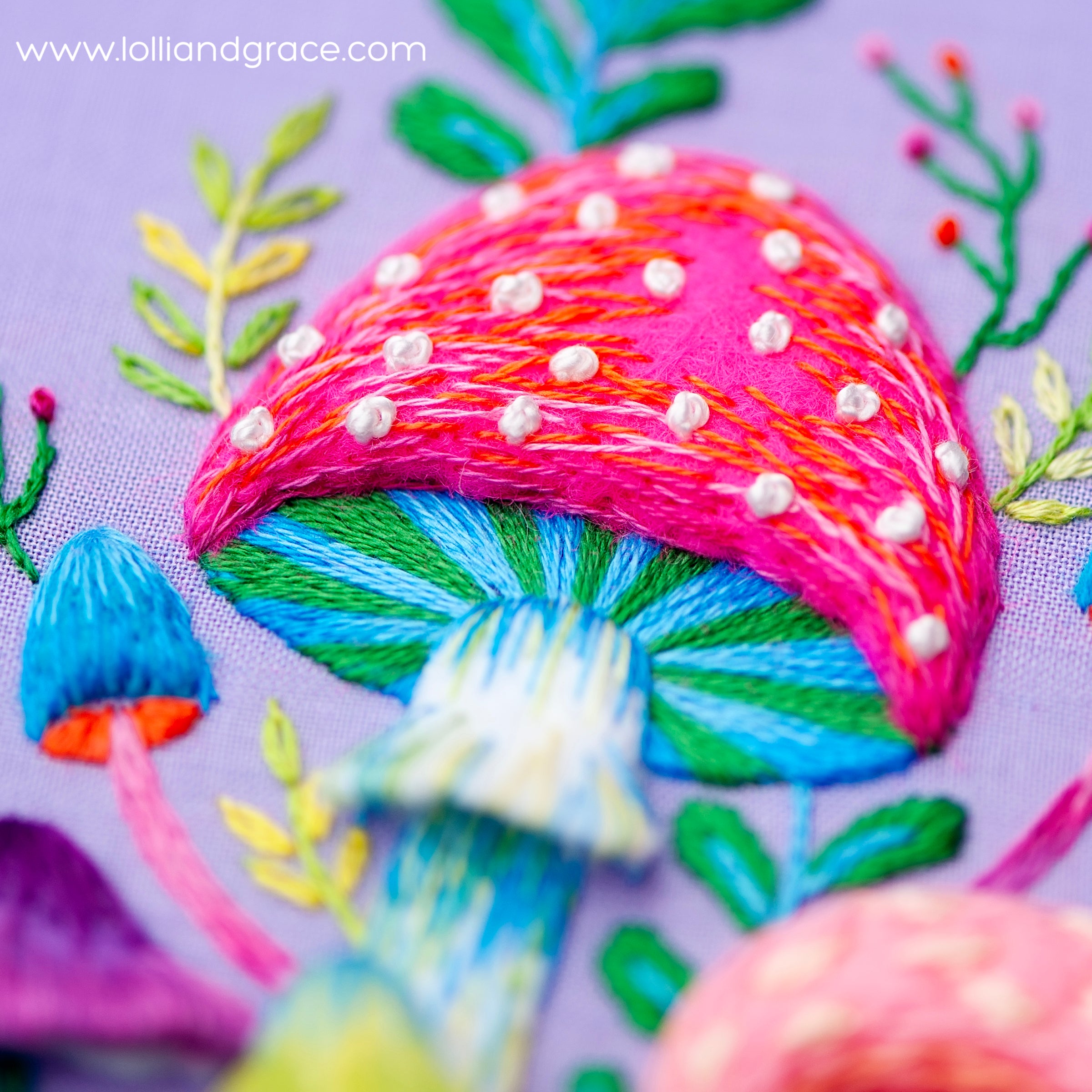 Embroidered Toadstools Toadstool Terrarium Delight Embroidery Supply Kit β Lolli and Grace