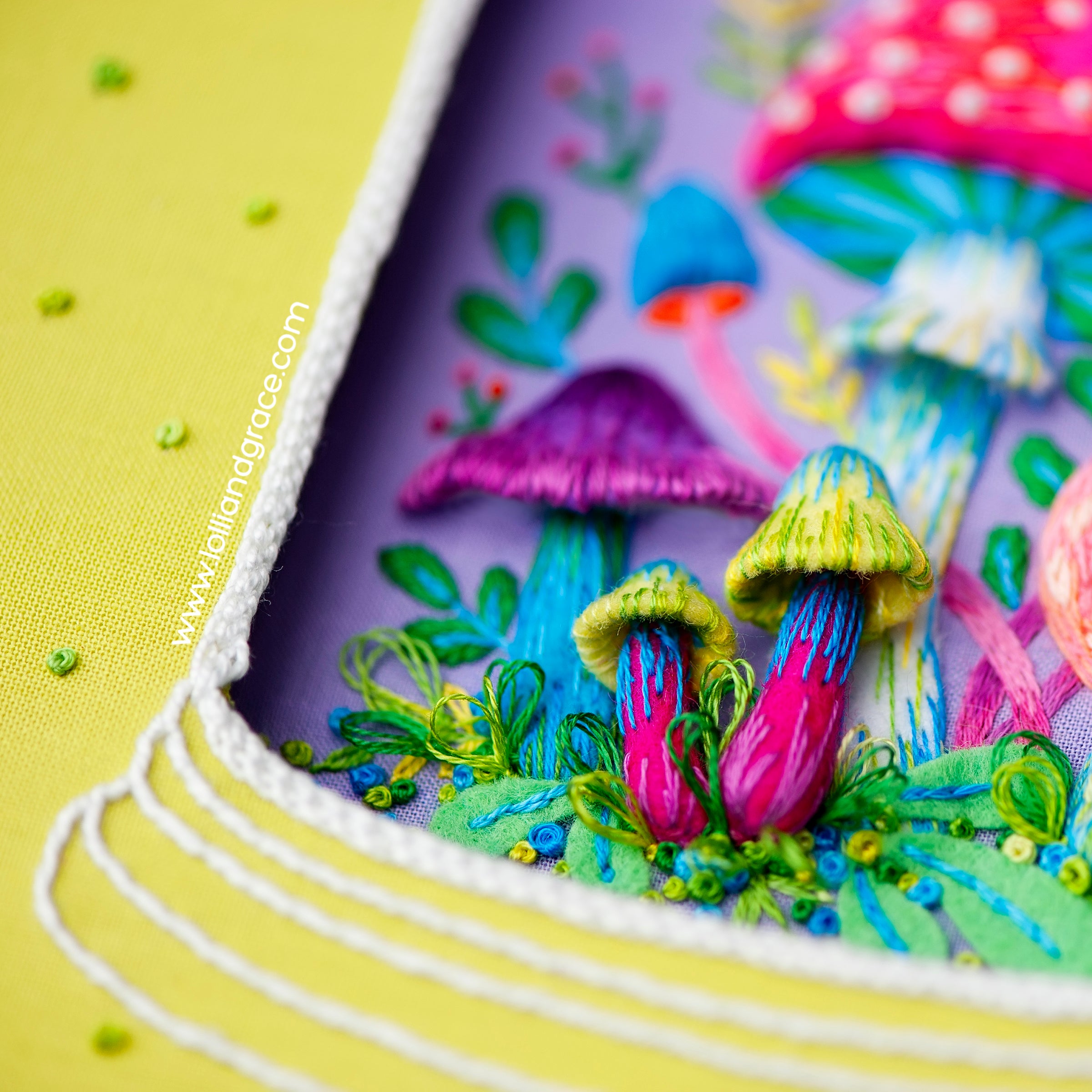 Embroidered Toadstools Toadstool Terrarium Delight Embroidery Supply Kit β Lolli and Grace