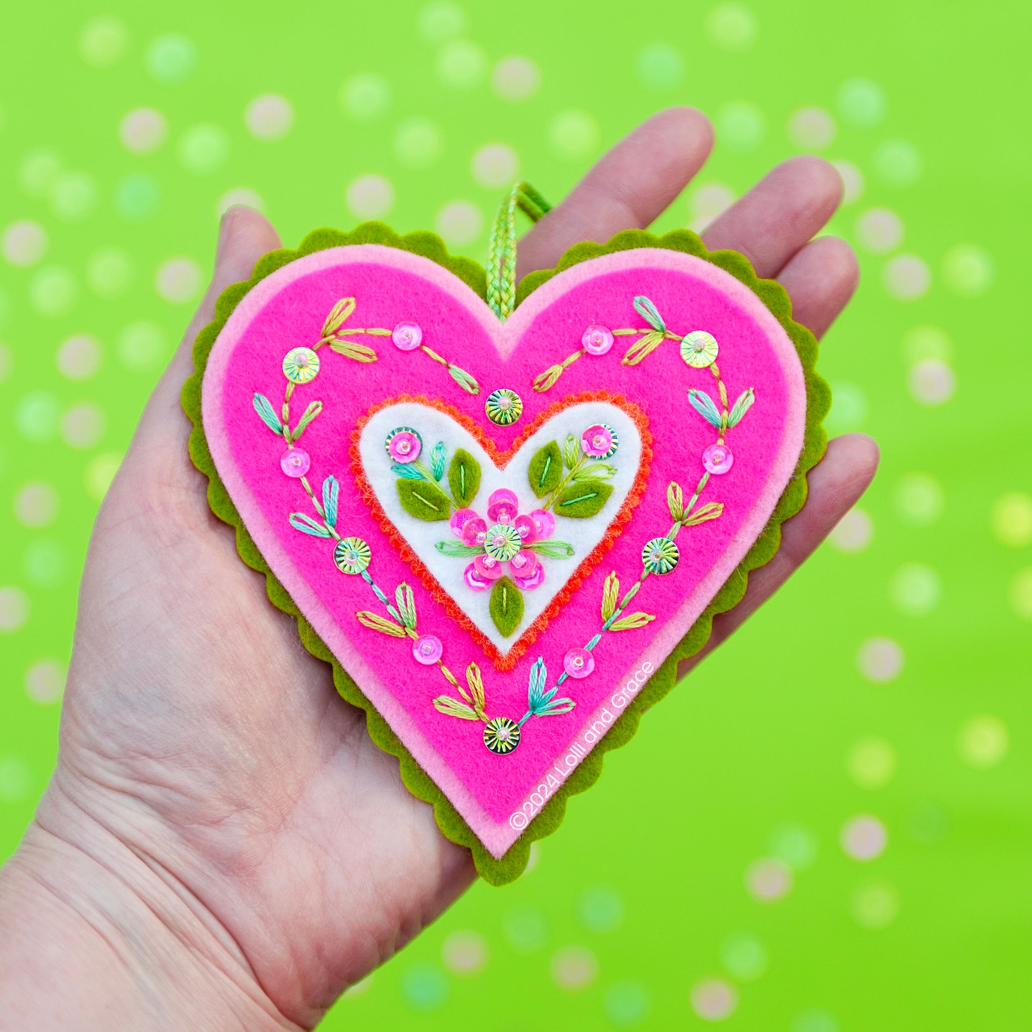 Garden Party Hearts Valentine Wool Felt Ornament Supply Kit