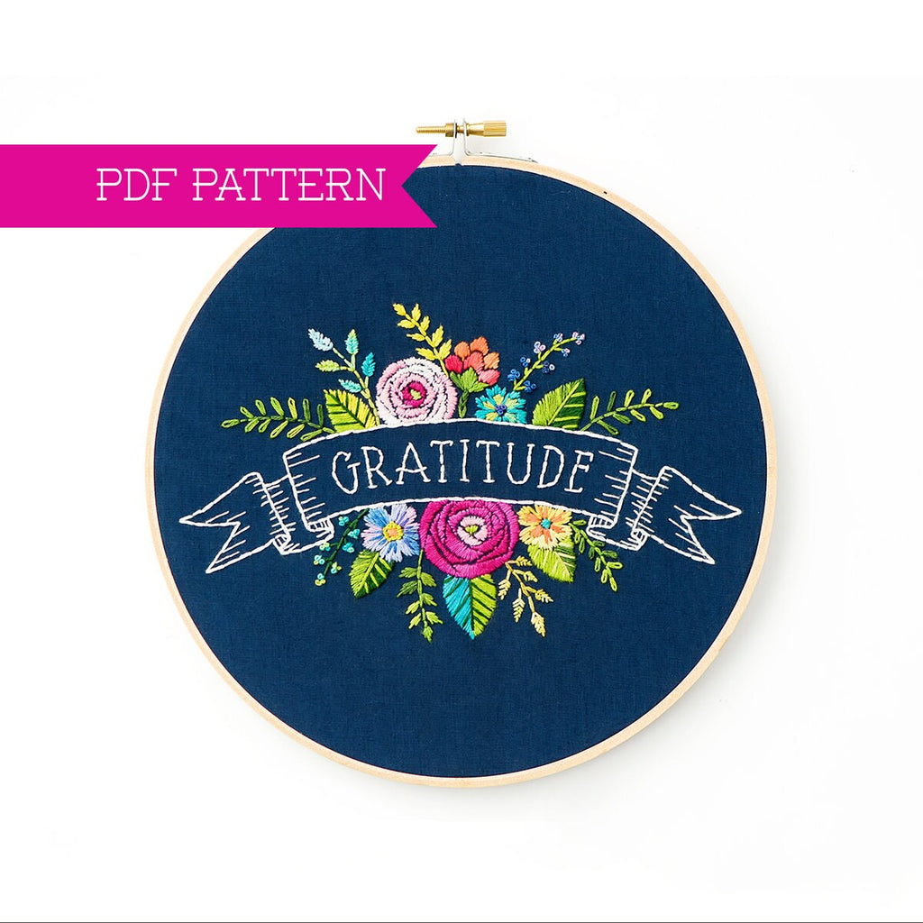 Flower Embroidery Pattern, Floral Embroidery Design, Flower Pattern, One Word, PDF Pattern, Hoop Art, Hand Embroidery, Floral Letter