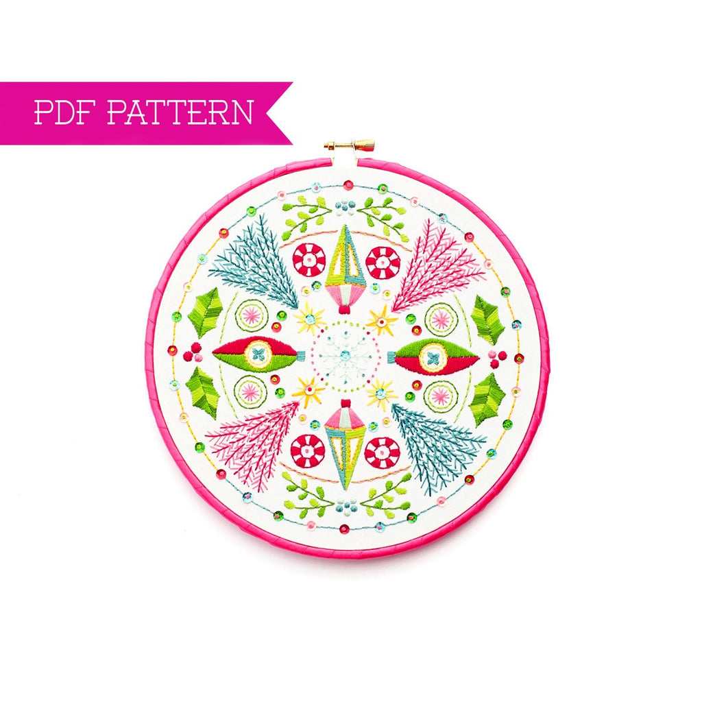 Christmas Pattern, Holiday Embroidery, Christmas Mandala, Embroidery PDF Pattern, Xmas Pattern, Hand Embroidery, PDF Embroidery Pattern