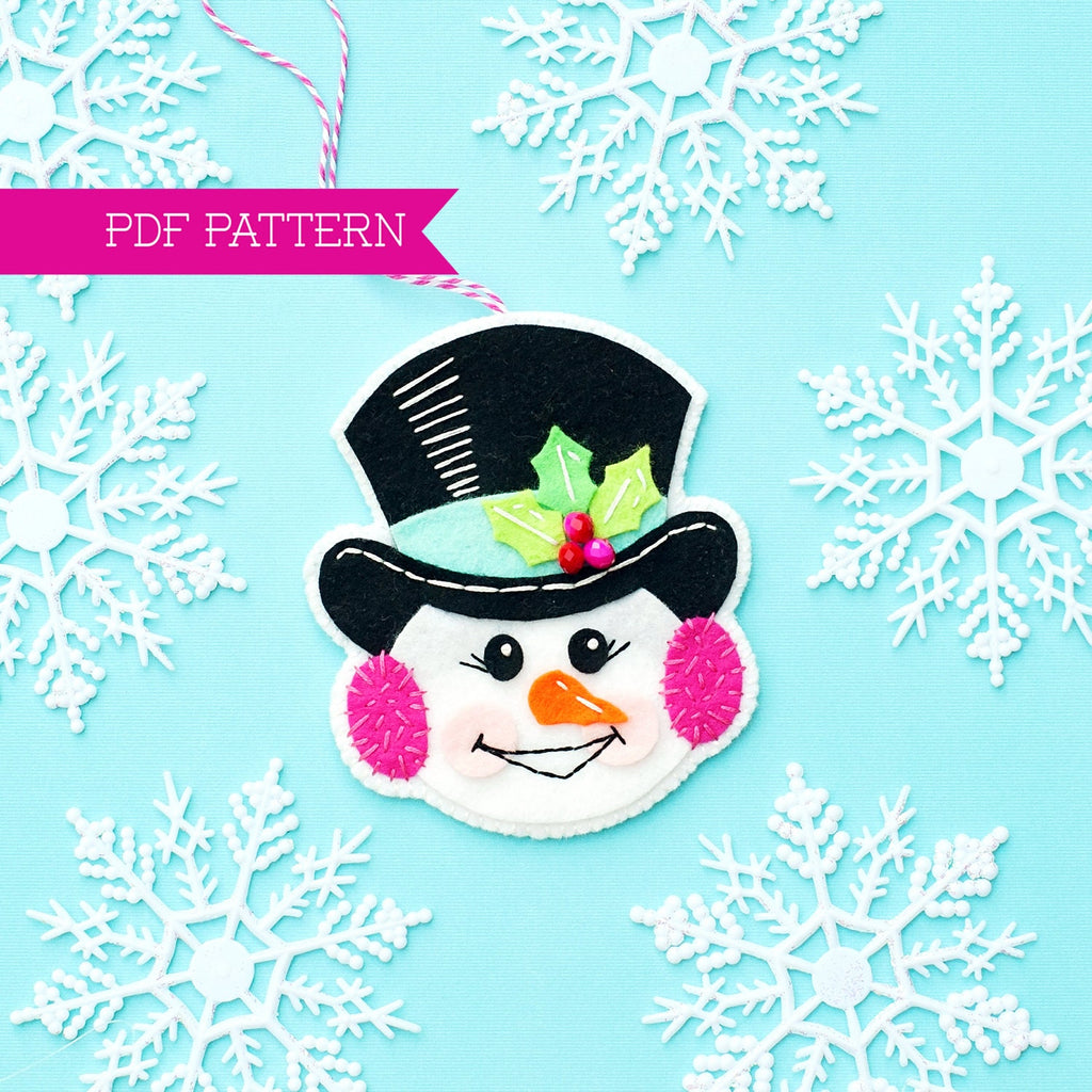 PDF Pattern, Snowman Ornament, Christmas Ornament, Felt Pattern, Sewing Pattern, Embroidery PDF, Felt Snowman, Wool felt, Holiday Ornament