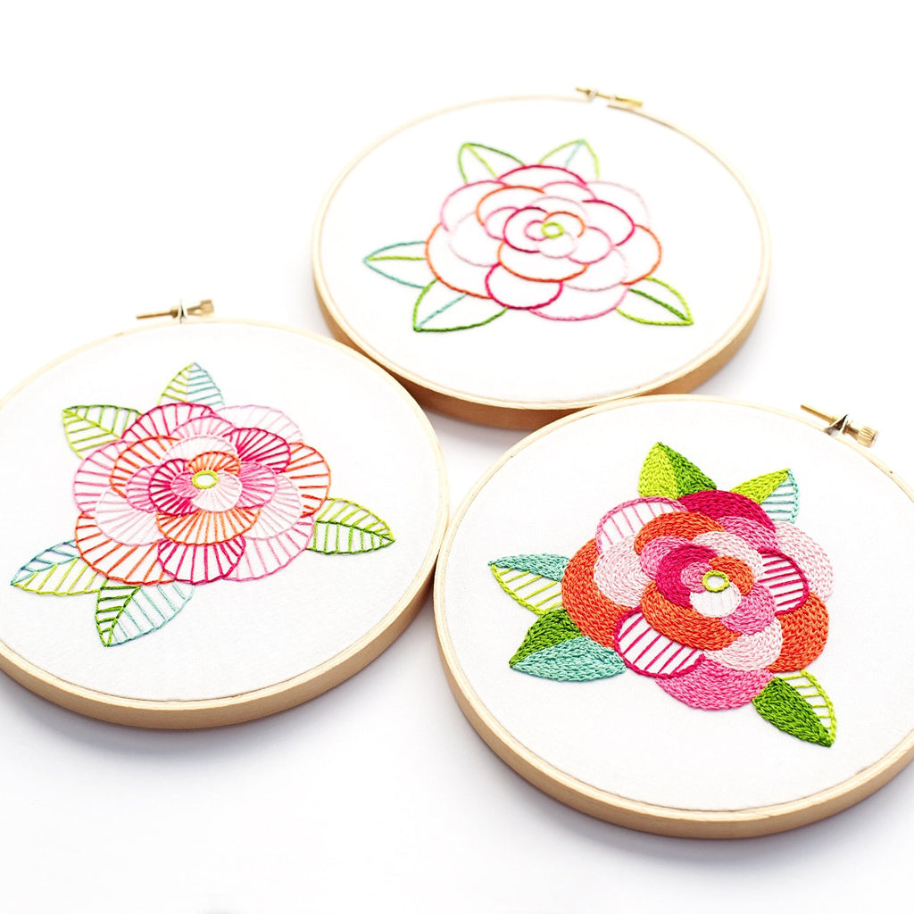 Embroidery Kit, Hand Embroidery Kit, Needle Craft Kit, PDF Embroidery Pattern, Floral Embroidery, Modern Embroidery, DIY Kit, Supply Kit