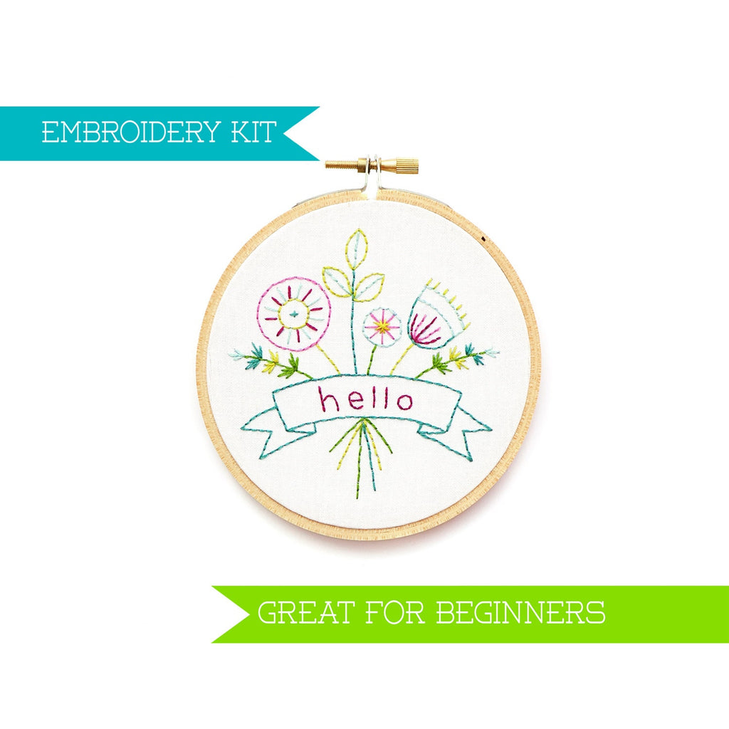Beginner Embroidery Kit, Hand Embroidery, Needle Craft Kit, PDF Embroidery Pattern, Floral Embroidery, Modern Embroidery, DIY Supply Kit