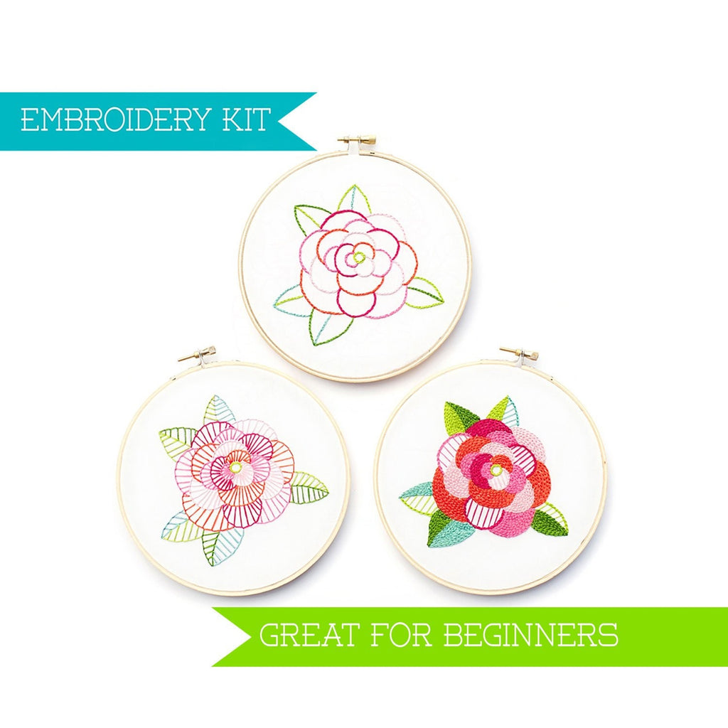 Embroidery Kit, Hand Embroidery Kit, Needle Craft Kit, PDF Embroidery Pattern, Floral Embroidery, Modern Embroidery, DIY Kit, Supply Kit
