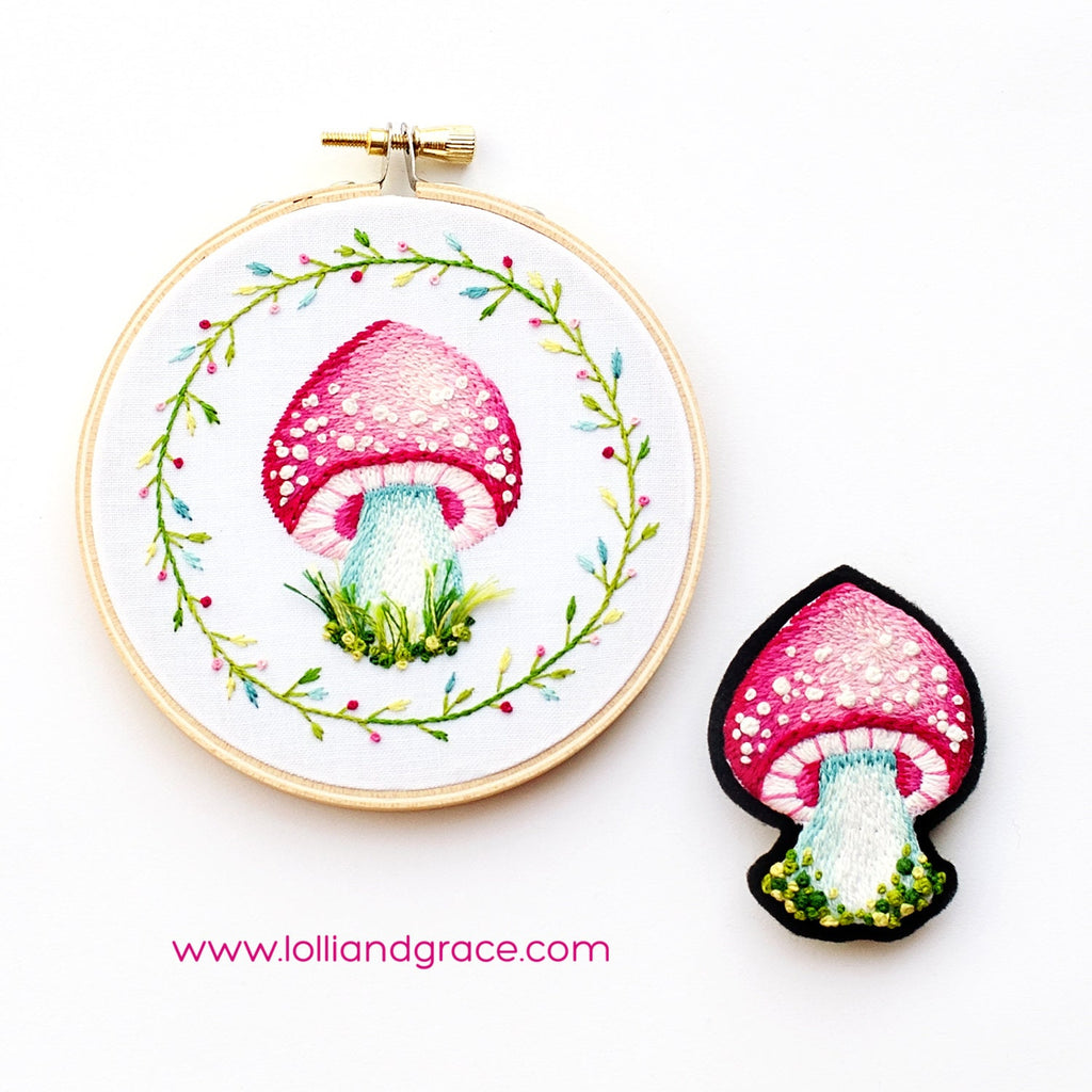 PDF Embroidery Pattern, Mushroom Embroidery Pattern, Embroidery Tutorial, Thread Painting, Hand Embroidery, DIY mushroom, Digital pattern