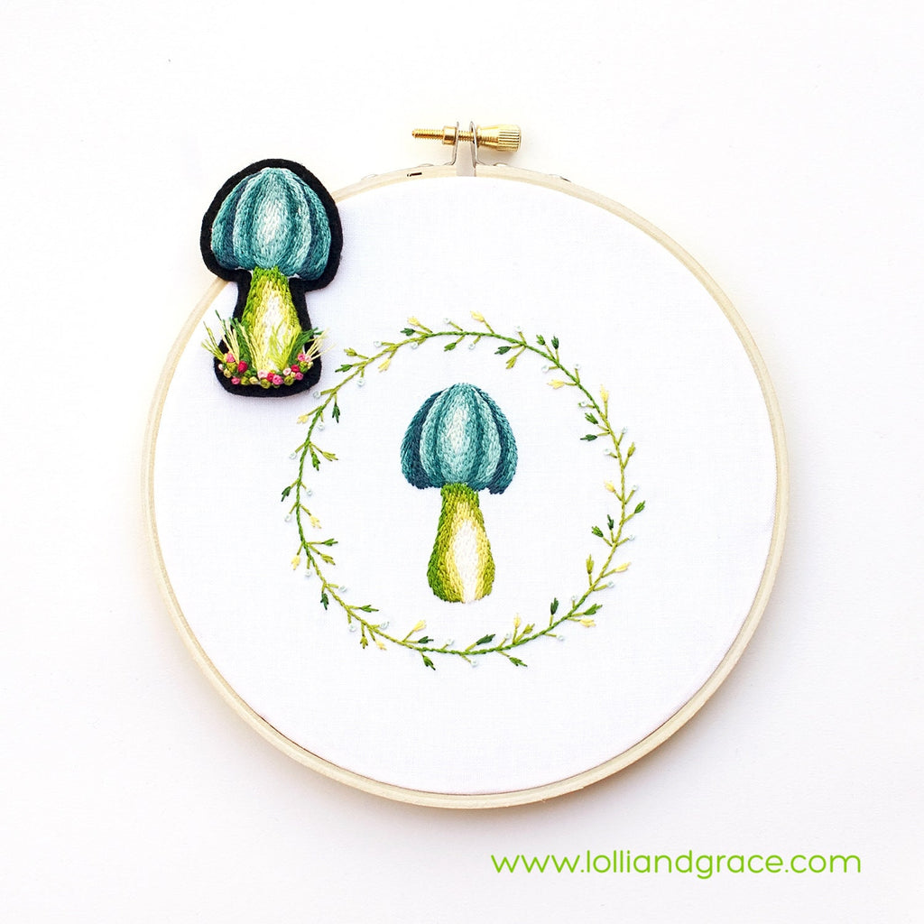 PDF Embroidery Pattern, Mushroom Embroidery Pattern, Embroidery Tutorial, Thread Painting, Hand Embroidery, DIY mushroom, Digital pattern