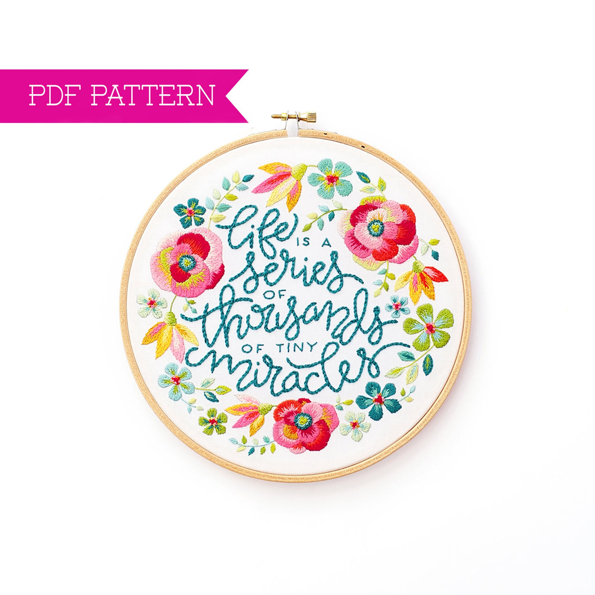 Life And Tiny Miracles Embroidery PDF Pattern - White – Lolli and Grace