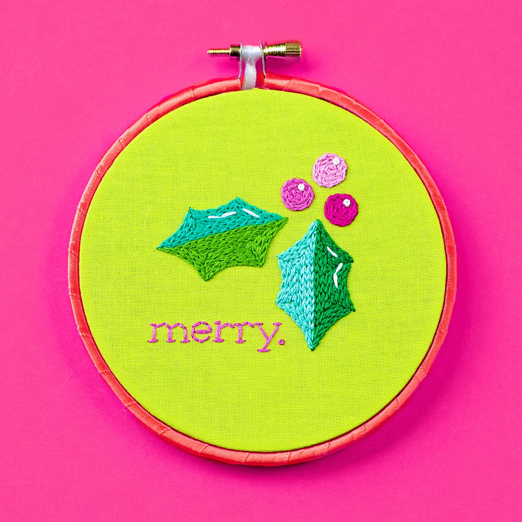 PDF Embroidery Pattern, Holly Ornament, Hand Embroidery, Christmas Ornament, Stitching pattern, Xmas Ornament, Holly Pattern, Holiday Decor