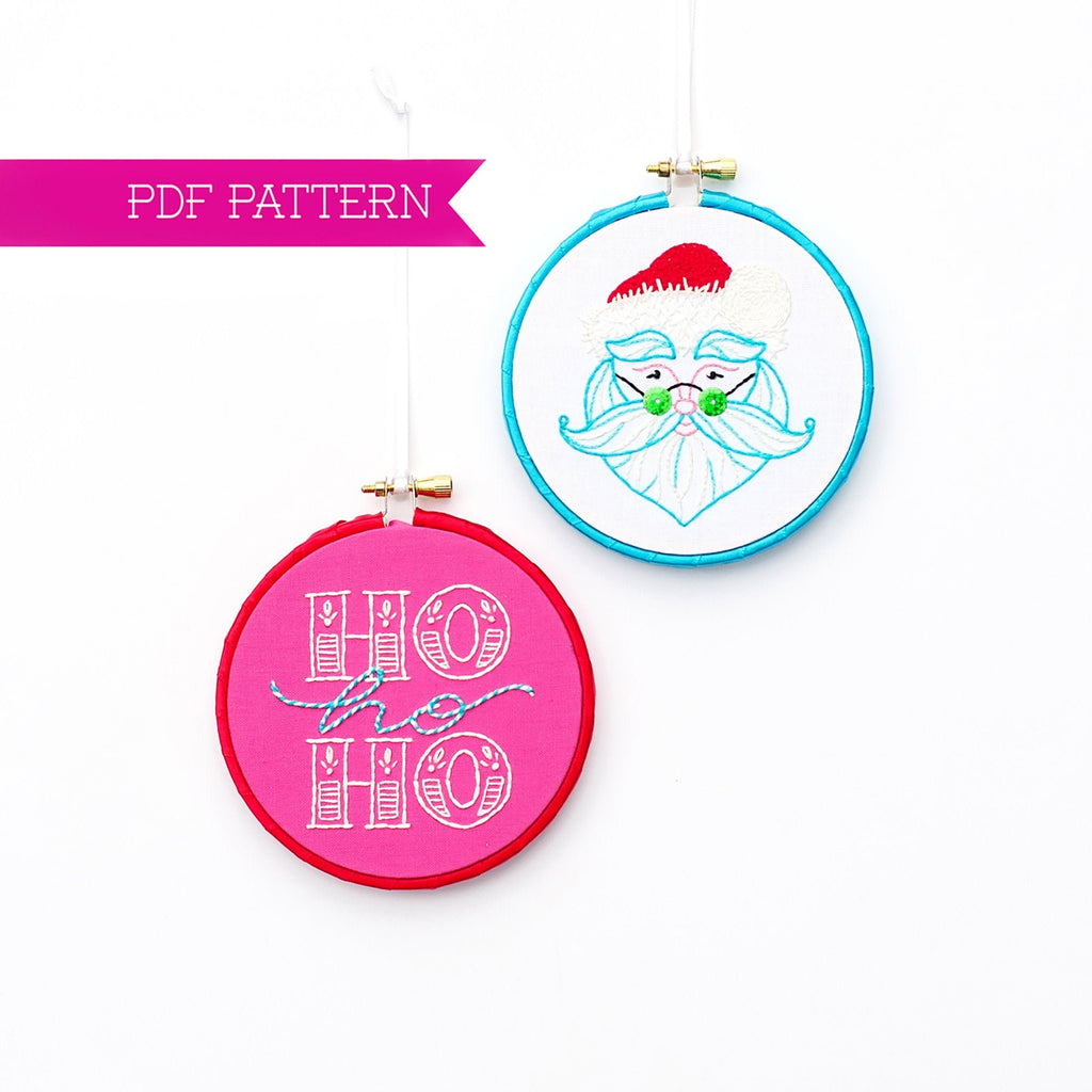 PDF Embroidery Pattern, Santa Ornament, Hand Embroidery, Christmas Ornament, Stitching pattern, Xmas Ornament, Santa Pattern, Holiday Decor