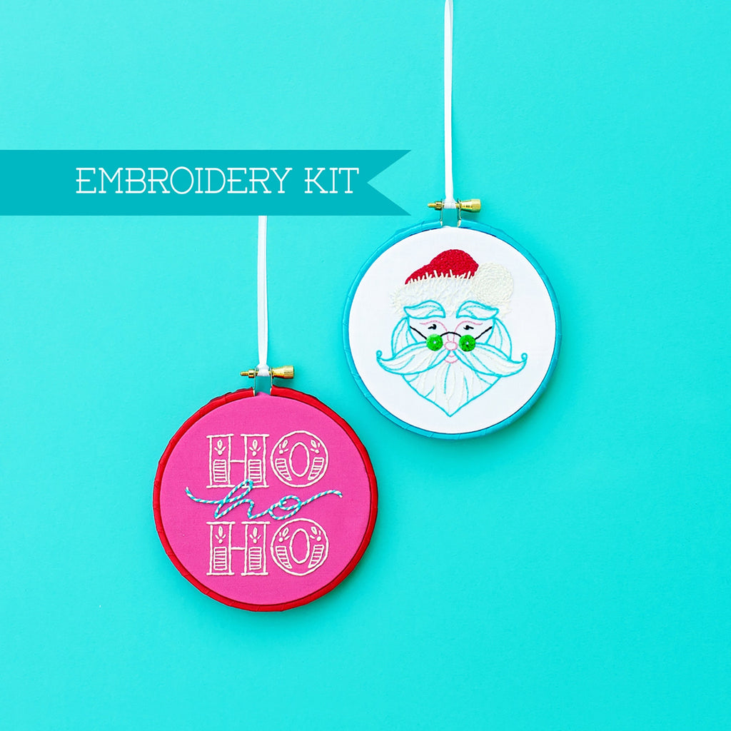 Ornament Supply Kit, Embroidery Kit Beginner, Santa Ornament, Christmas Ornament, Xmas Ornament, Christmas gift, Stitching pattern, Hoop art