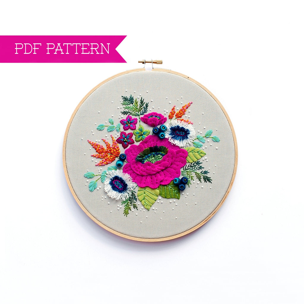 Hand Embroidery Pattern PDF Floral Embroidery Design 