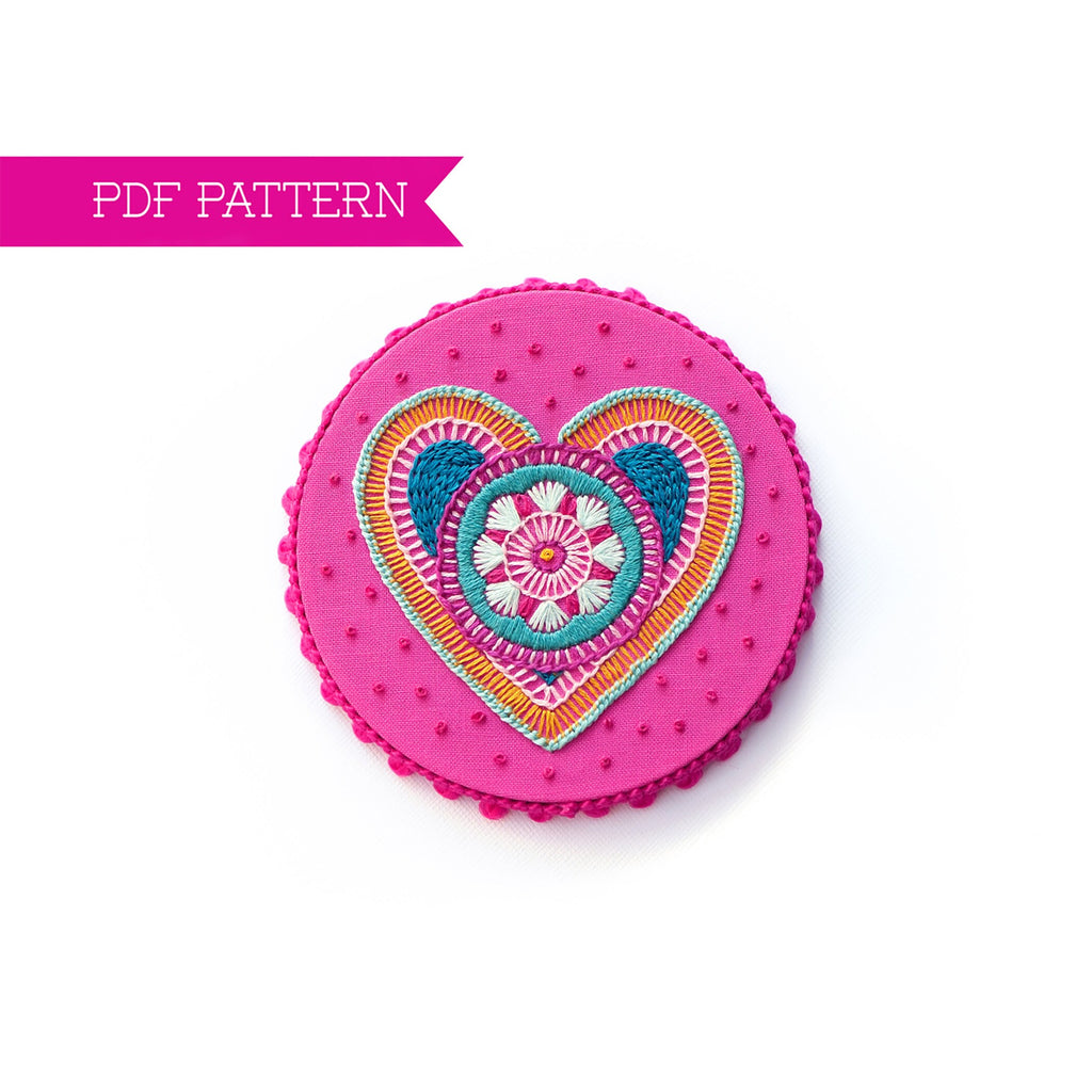4-inch Heart, Hand Embroidery Pattern, PDF Pattern, Valentine's Day, Hoop Art, Hand Stitching, Modern Embroidery, Bordado a Mano, Craft