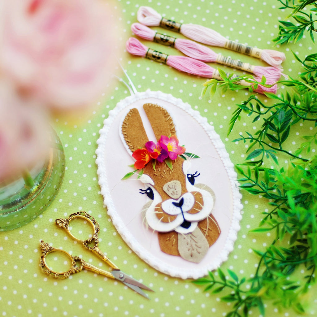 PDF Pattern, Felt Bunny Ornament, Rabbit Decoration, Spring Embroidery, DIY Easter Ornament, Easter Decor, Easter Gift, Nursery Decoration