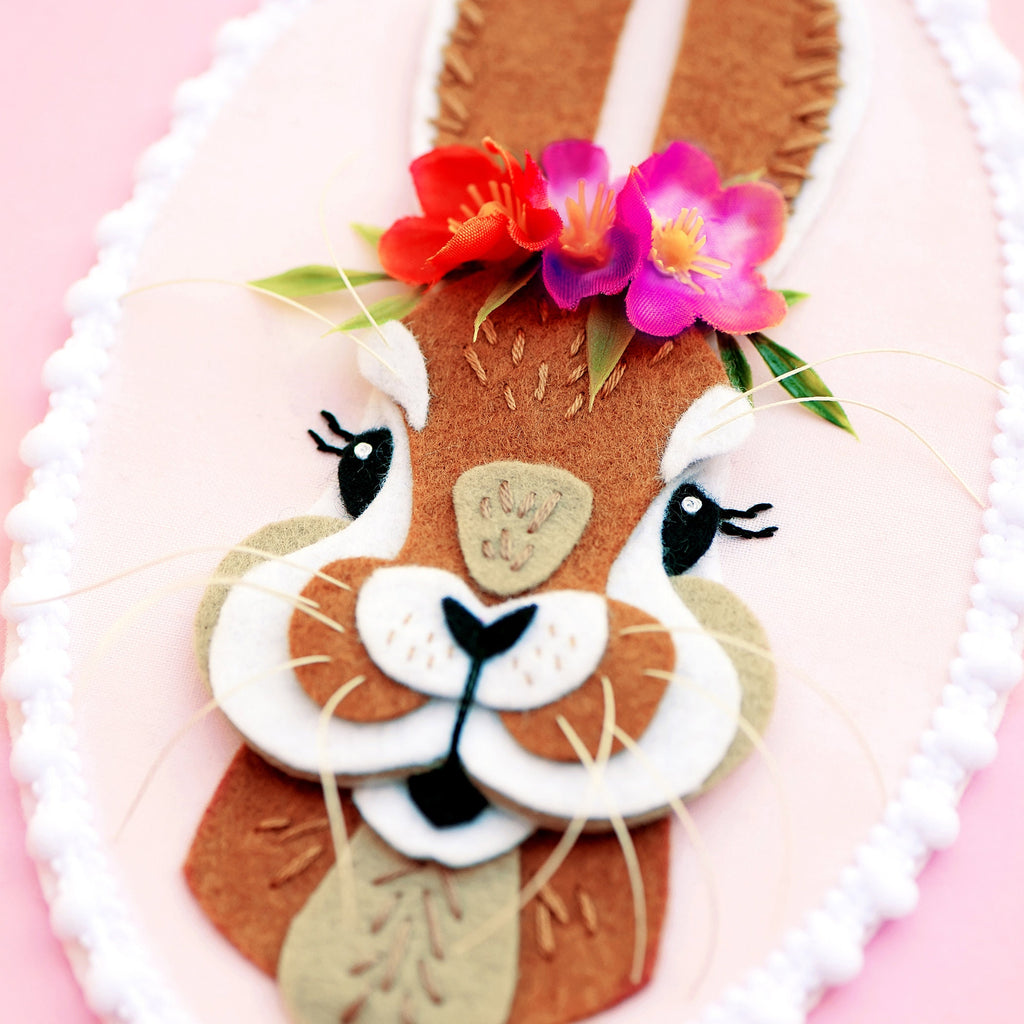 Felt Ornament Kit, Rabbit Ornament, Easter Ornament, Bunny Pattern, Easter Gift, Embroidery Pattern, Spring Embroidery, Nursery Decoration