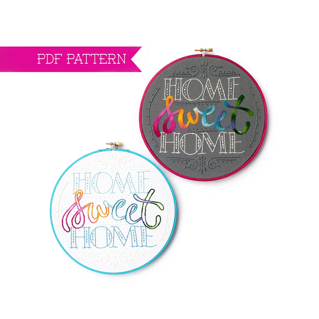 PDF Embroidery Pattern, Home Sweet Home, Thread Painting, DIY Embroidery, Modern Embroidery Pattern, Beginner Embroidery, Needle Painting