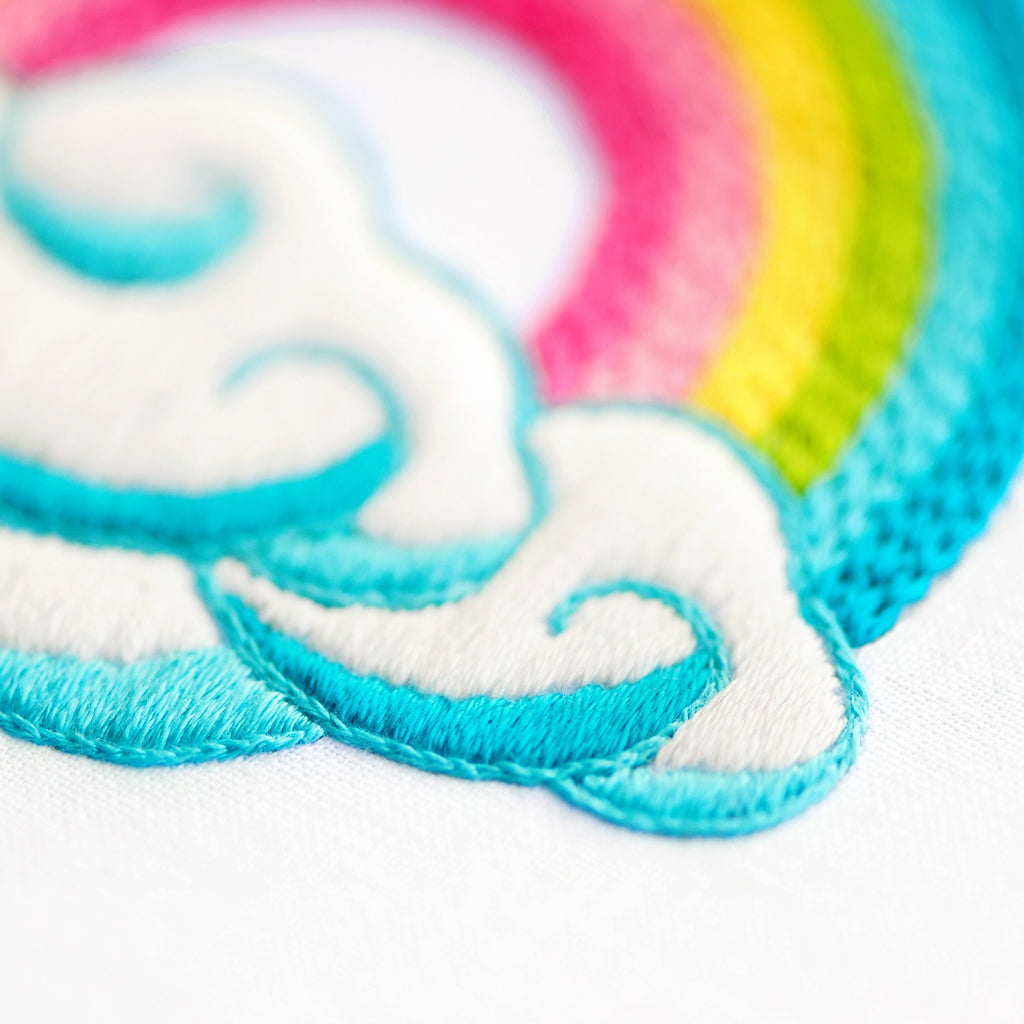 Rainbow Embroidery Supply Kit, DIY Embroidery Kit, Cloud Embroidery Pattern, Rainbow Craft Kit, Modern Embroidery Pattern, Needlework Kit