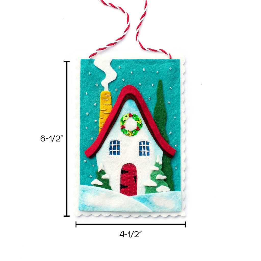 Cottage Ornament PDF Pattern, House Ornament, DIY ornament, Christmas crafts, Wool felt pattern, Home Sweet Home, Winter Ornament