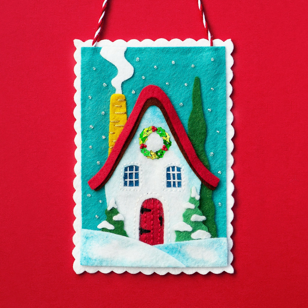 Set of 3 PDF Felt Patterns, Cottage Ornament, Vintage Snowman, Candy Cane, Christmas Ornament, Wool felt, Holiday Ornaments, DIY Ornaments
