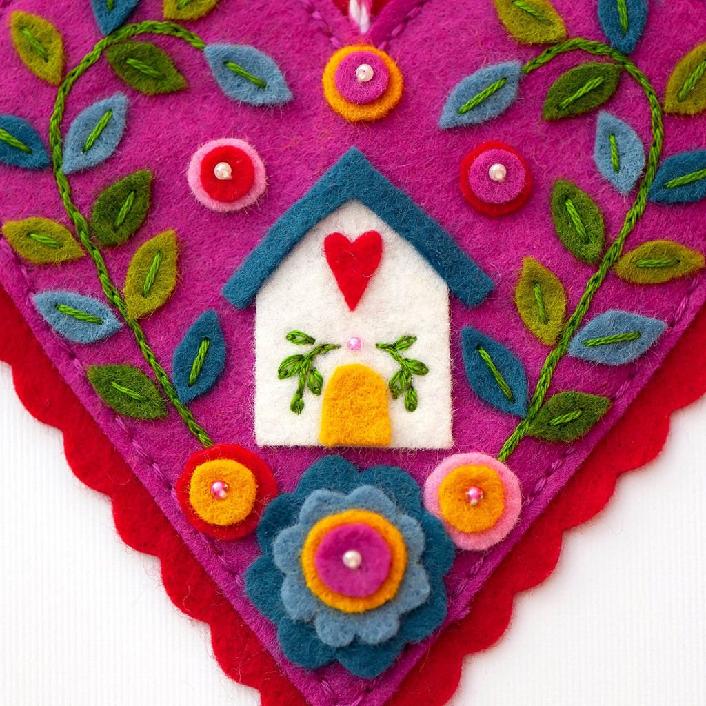 Felt PDF Pattern, Heart Ornaments, DIY ornament, Valentine's crafts, Wool felt pattern, Felt flowers, Home pattern, Cottagecore decor