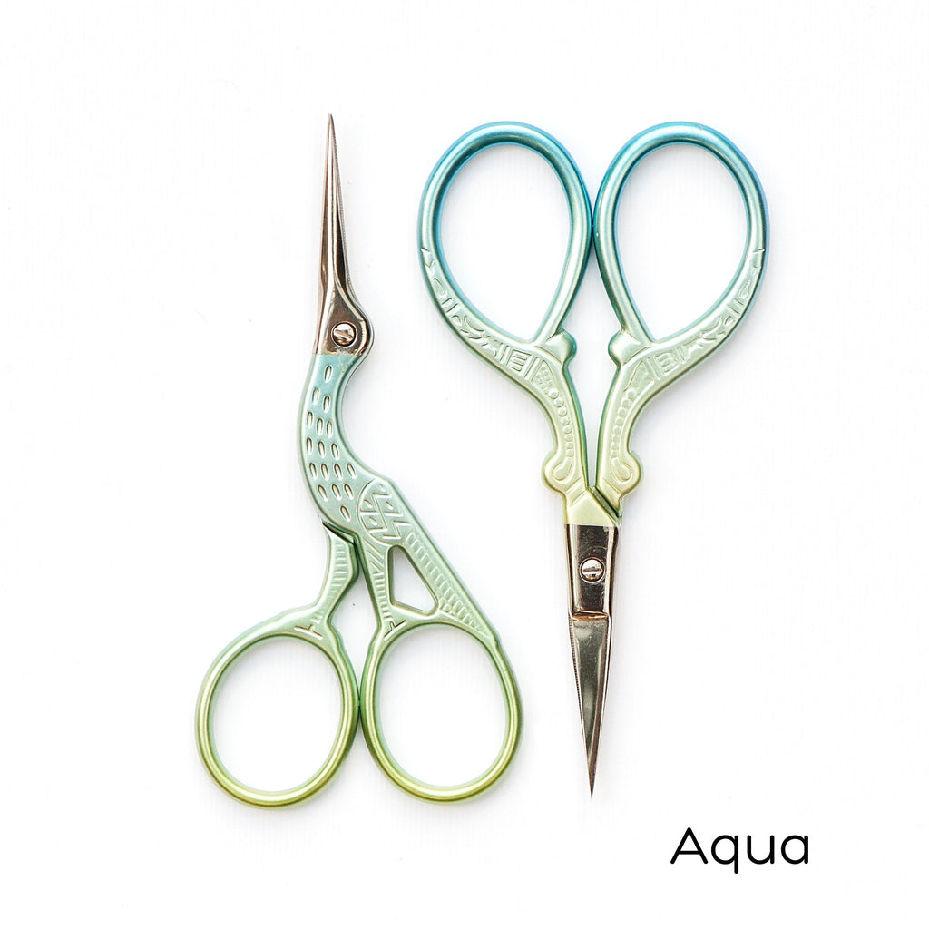 Embroidery scissors, 3.75 inch stork scissors, Thread snips, Cute scissor, Bird scissors, Blue stork scissors, Bronze scissors, Cross Stitch