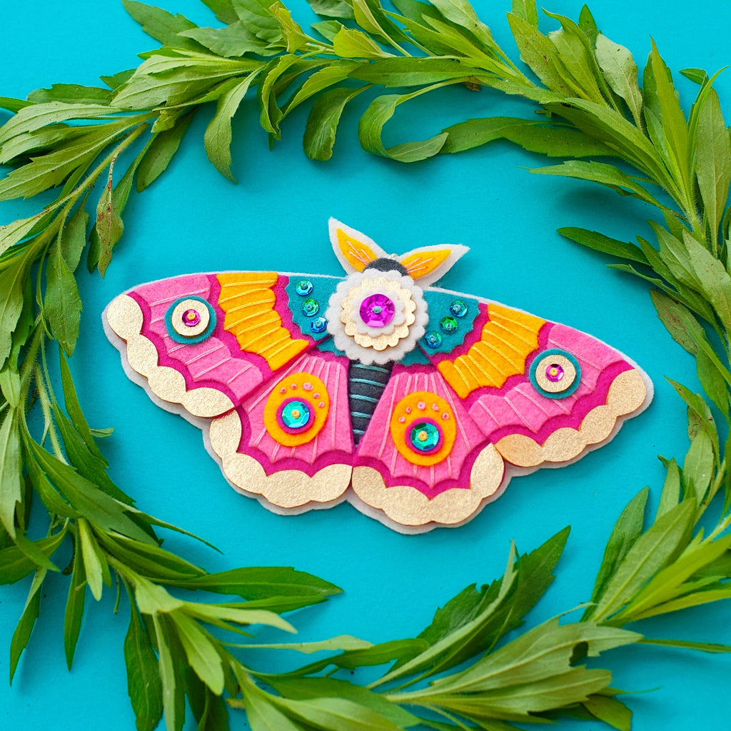 Moth Ornament Kit, Butterfly Sewing Kit, Christmas Ornament Kit, DIY Craft kit, Felt Ornament, Embroidery Pattern, Animal Craft kit
