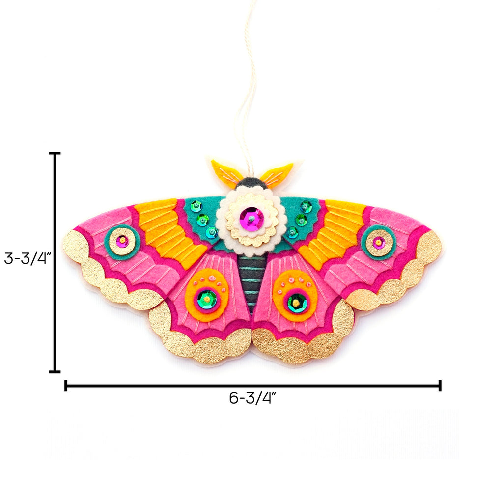 Felt PDF Pattern, Moth Ornament, DIY ornament, Felt Butterfly sewing pattern, Felt flowers, Moth Plush Pattern, Cottagecore, Embroidery PDF