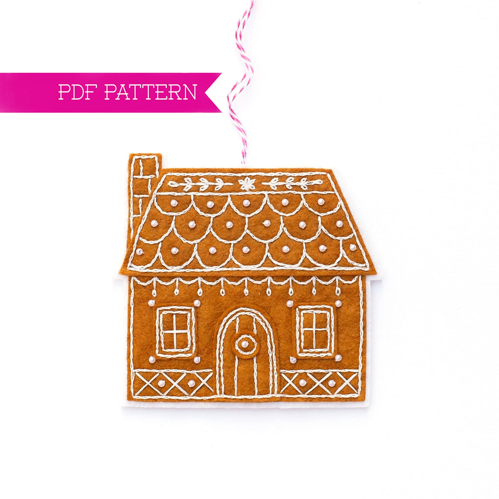 Gingerbread House Felt PDF Pattern, Gingerbread Ornament, Christmas Cookie Decorations, DIY ornament, Christmas craft, Wool felt pattern