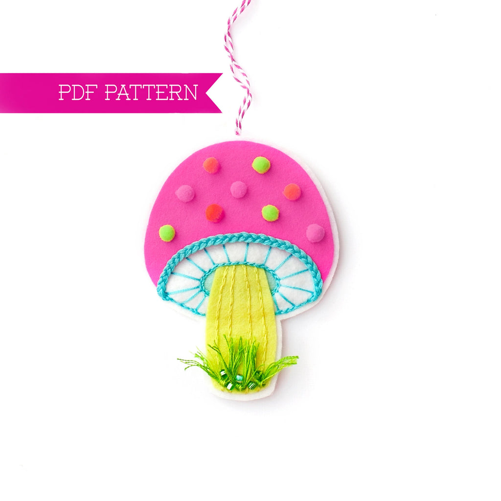 PDF Pattern, Wool Felt Mushroom Ornament, Sewing Tutorial, Fly Agaric Ornament, Felt Plushie, DIY Craft, Mother's Day gift, Instant Download